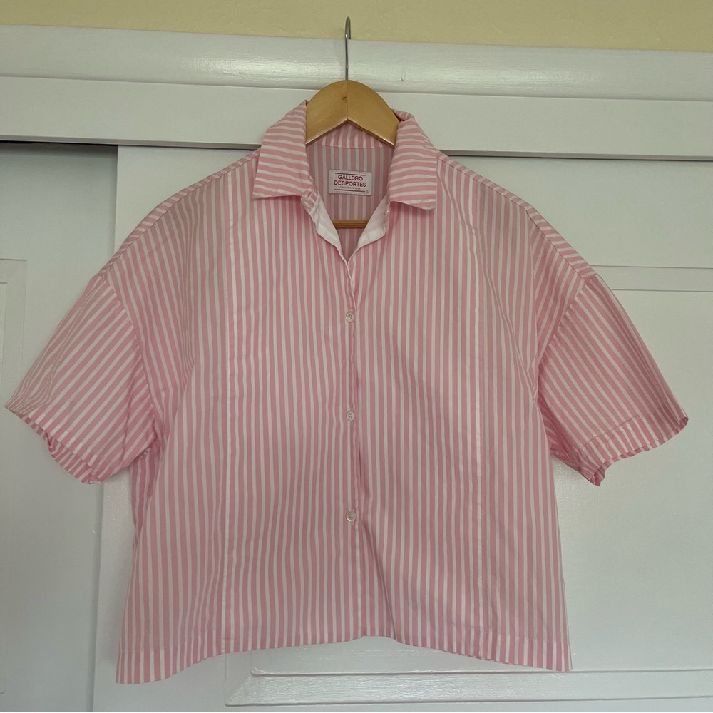 Gallego Desportes Pink Striped Cotton Shirt